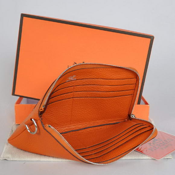 1:1 Quality Hermes Zipper Cards Wallet Togo Leather A908 Orange Replica